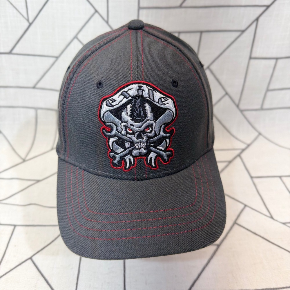 Zephyr Exile Cycles Hat XL Grey Biker Skull Embroidered Z-Fit Cap SAMPLE